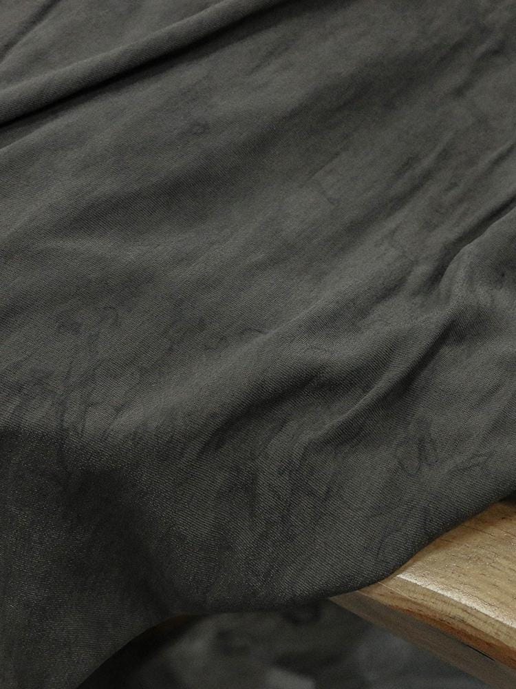 NIHUI - Handmade Plant-dyed Mud Gray Niche Silk Velvet Fabric - 125cm wide by the Yard