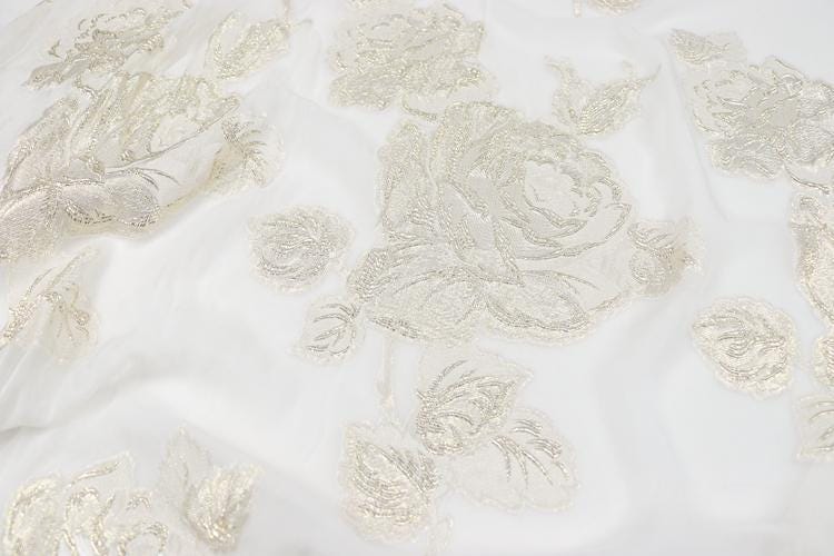 JFHBDD - 14 Momme Golden Thread Weave Silk Georgette Fabric - 140cm wide by the Yard