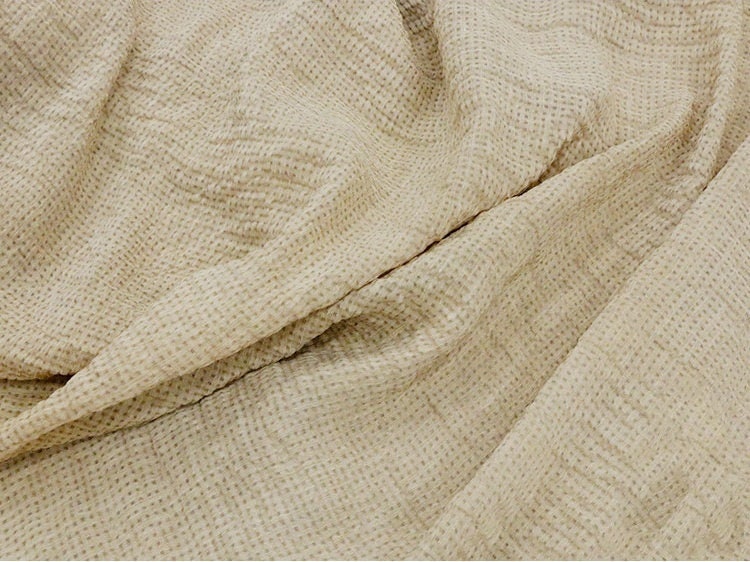 SOFABU - 17 Momme Vintage Style Dirty Dyed Pure Pigmented Jacquard Silk And Linen-Blend  Coarse Fabric - 137cm wide by the Yard