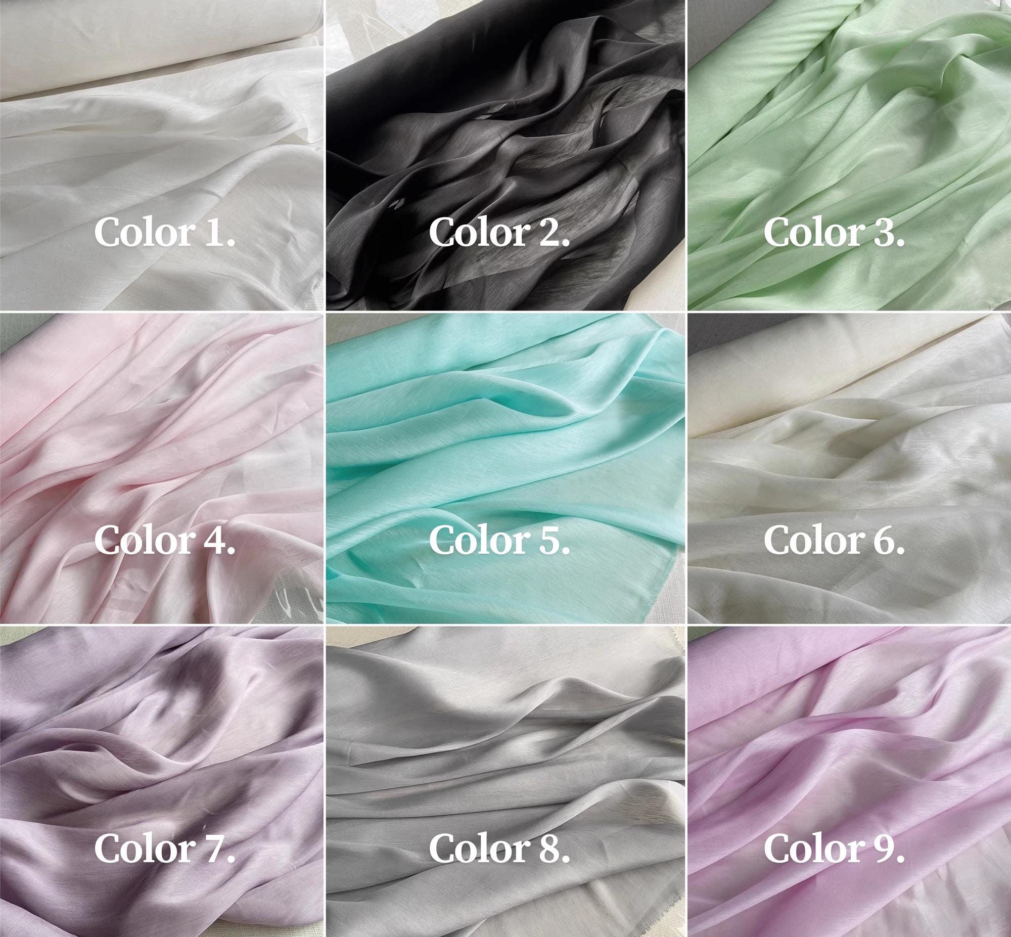 50C14SLIN - 14 momme 50 Solid Colors Silk Linen Fabric - 140cm wide by the Yard