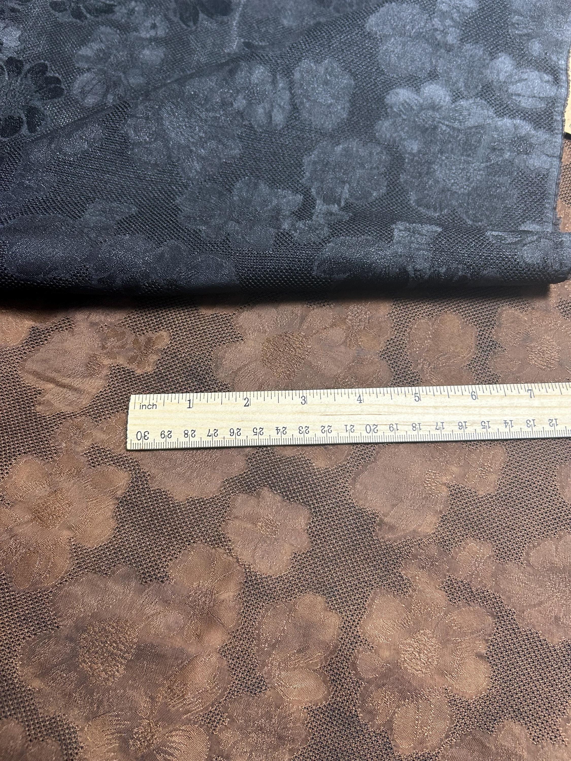 LJJLENO - 36 Momme Heritage Handmade Jacquard Black & Brown HUALUO Mud Silk Fabric - 90cm wide by the Yard