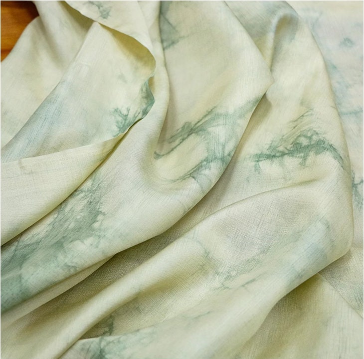 ELV - Hangmade Plant Tie-Dyed Tussah Silk Fabric - 135cm wide By the Yard