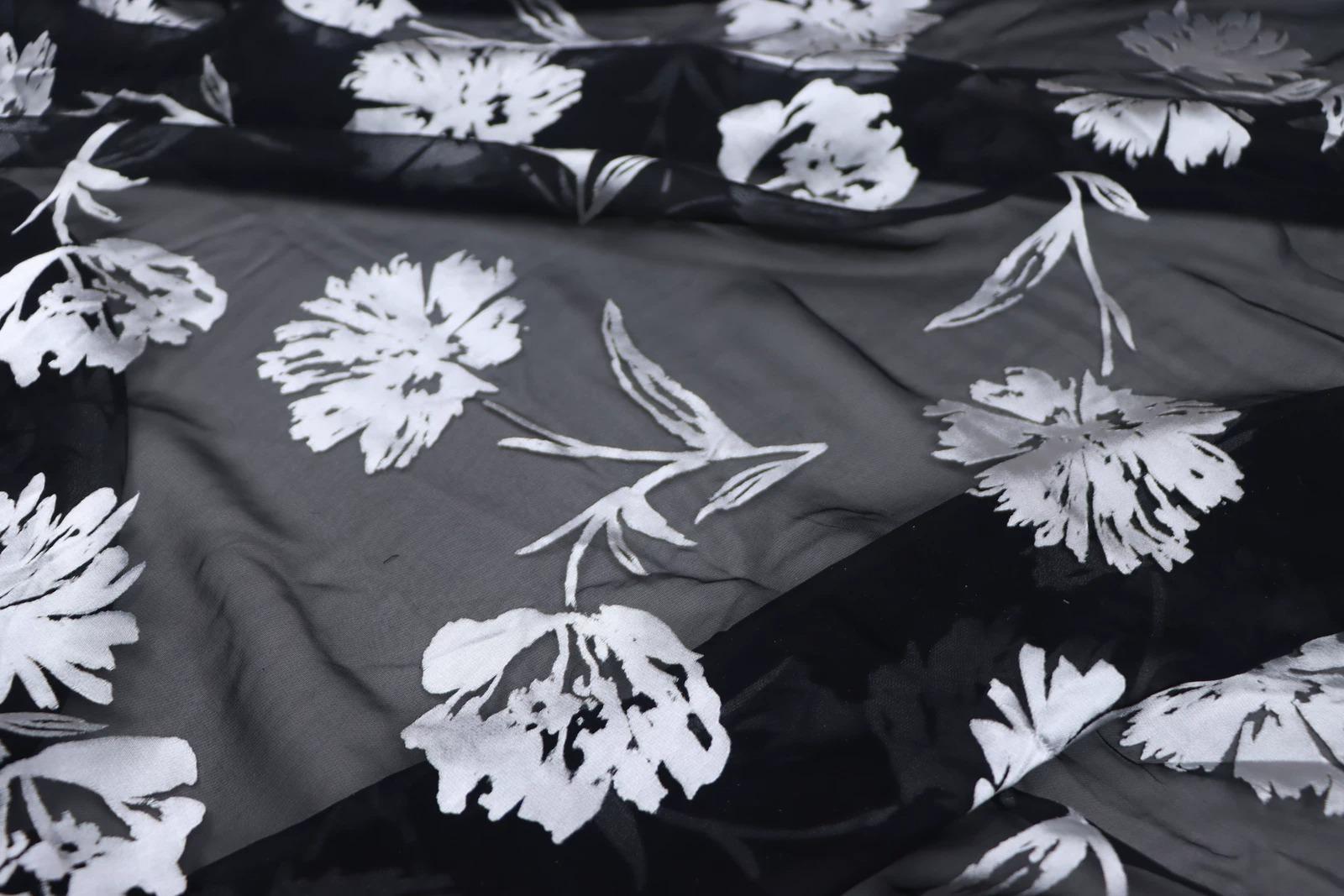JFHKFHDH - Silk Devore Satin Fabric,  10 Momme Burnout Big Floral , 138 cm Wide by the Yard
