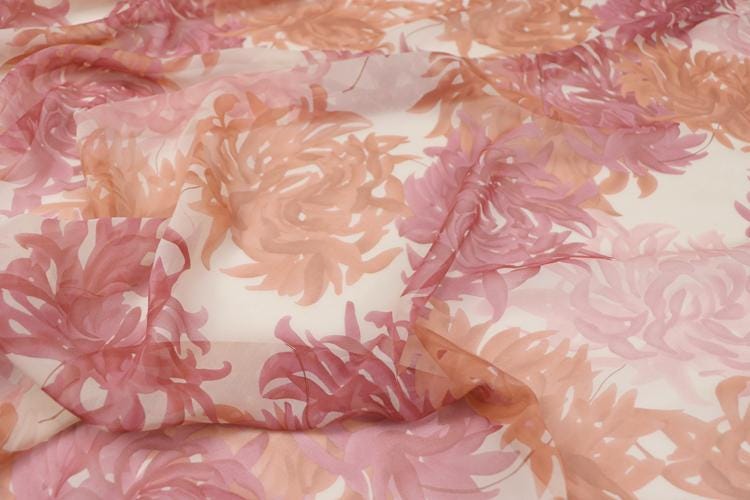 JFHHUD - 8 Momme Floral Print Silk Georgette Fabric - 140cm wide by the Yard