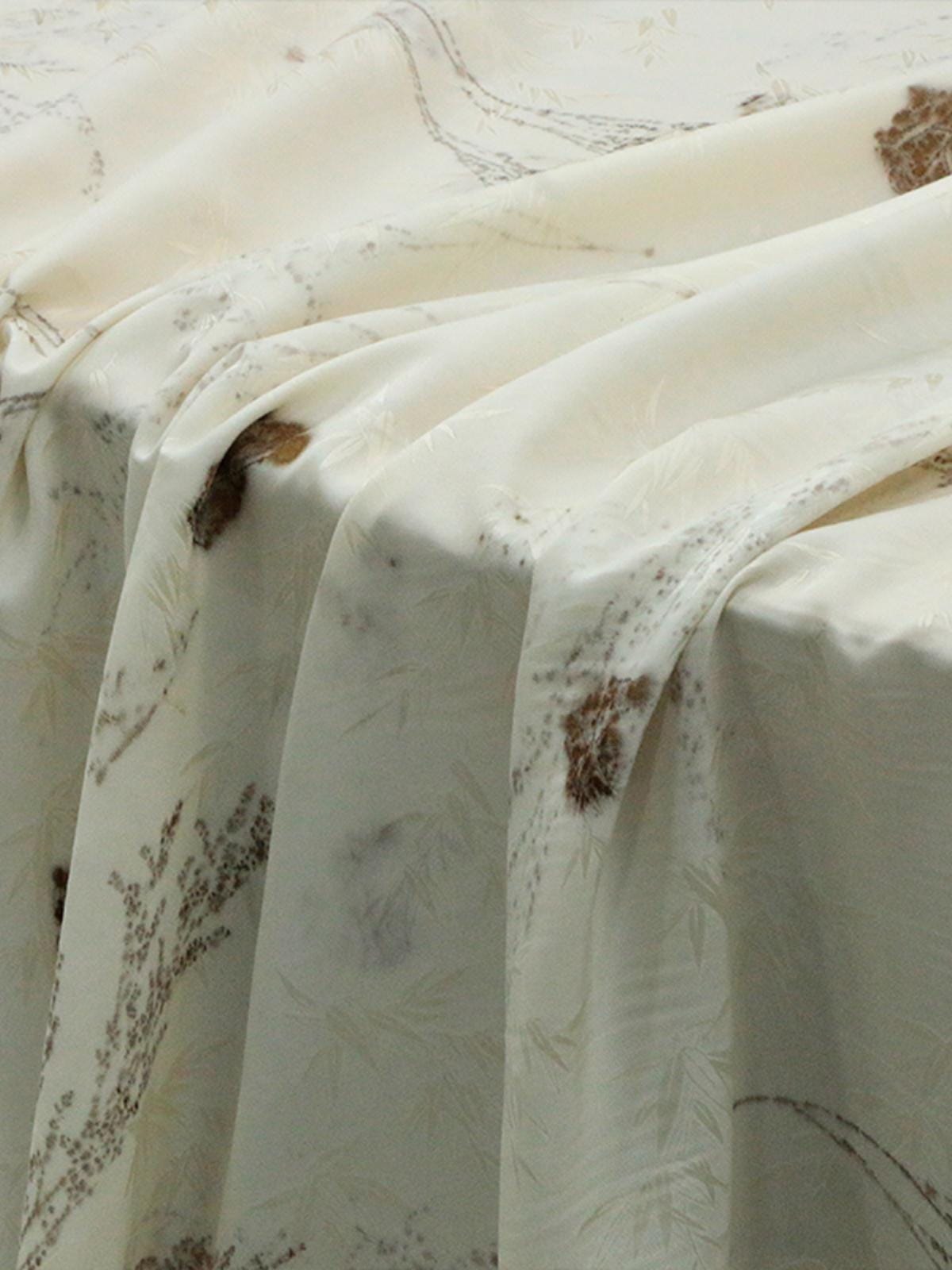 TURXCU - 19 Momme Handmade Jacquard Plant Dye Branch Pattern Jacquard Perforated Silk Fabric Silk Rayon Blend - 128cm wide by the Yard