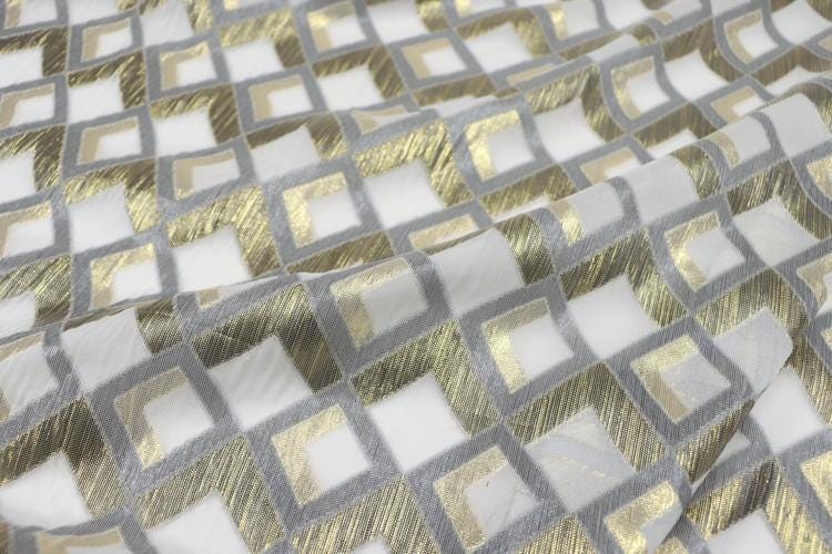 JFHGZF - 12 Momme Golden Thread Weave Silk Georgette Fabric - 114cm wide by the Yard