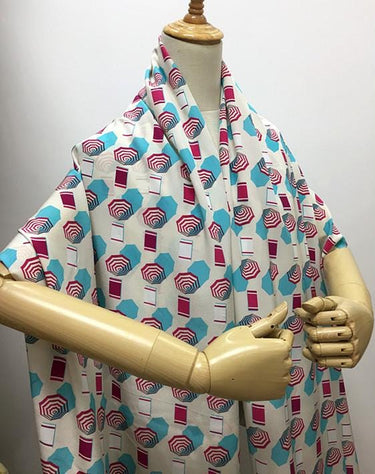 BABXIN - 17 Momme Octagon Pattern Print Wide Silk Crepe de Chine Fabric - 136cm wide by the Yard