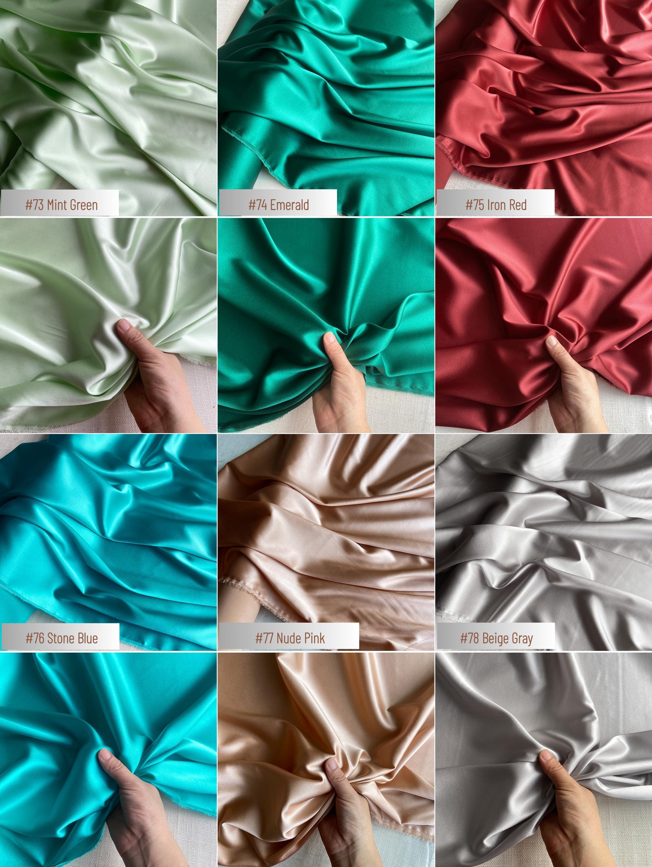 Stretch 90% Silk Charmeuse, 19 Momme solid 80 colors, 140cm wide by the yard