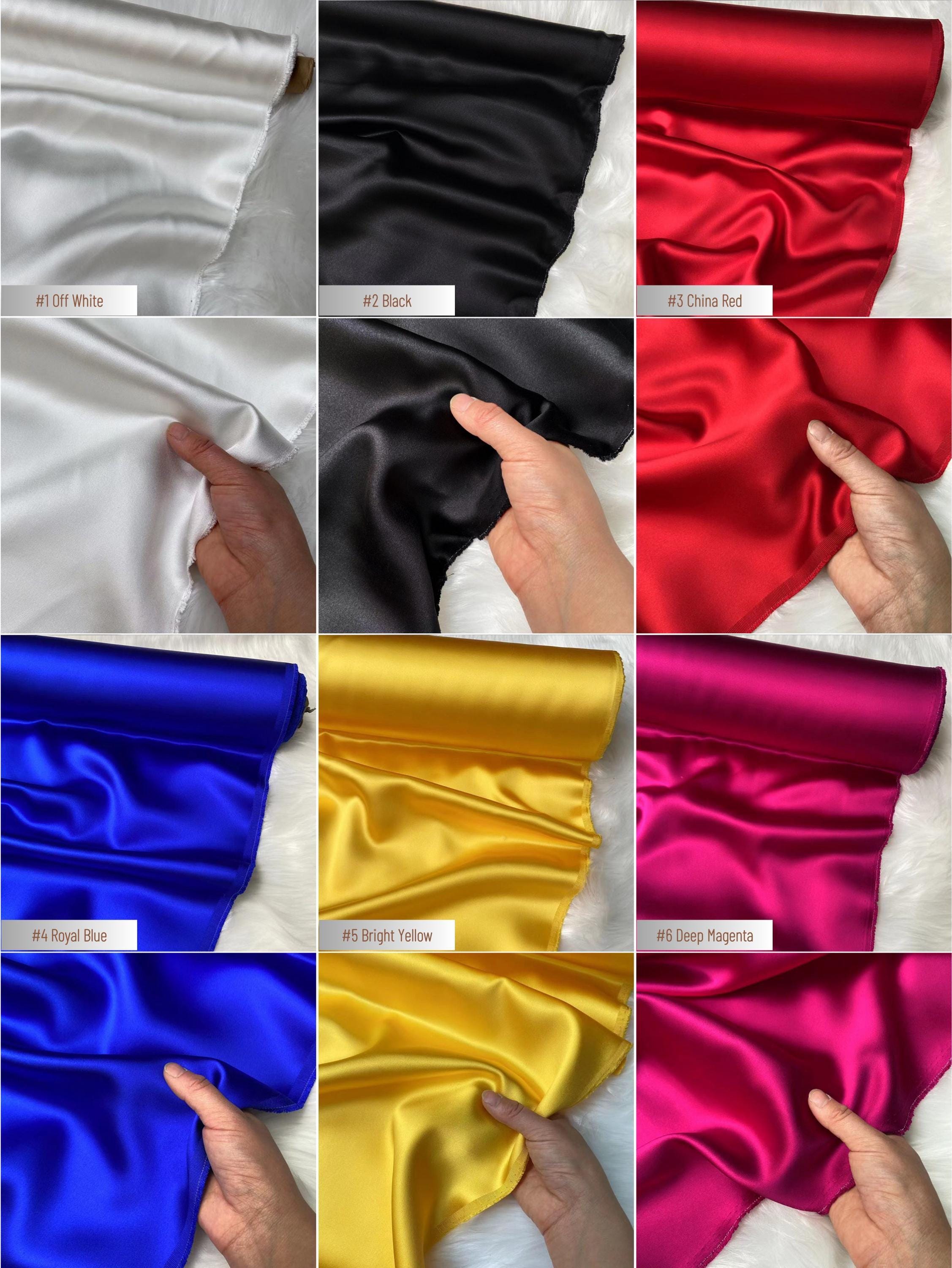 40 Momme Silk Satin Fabric by the Yard, 100% 6A Mulberry Silk, 114cm Wide, 50 Solid Colors, Heavy Luxury Silk Charmeuse