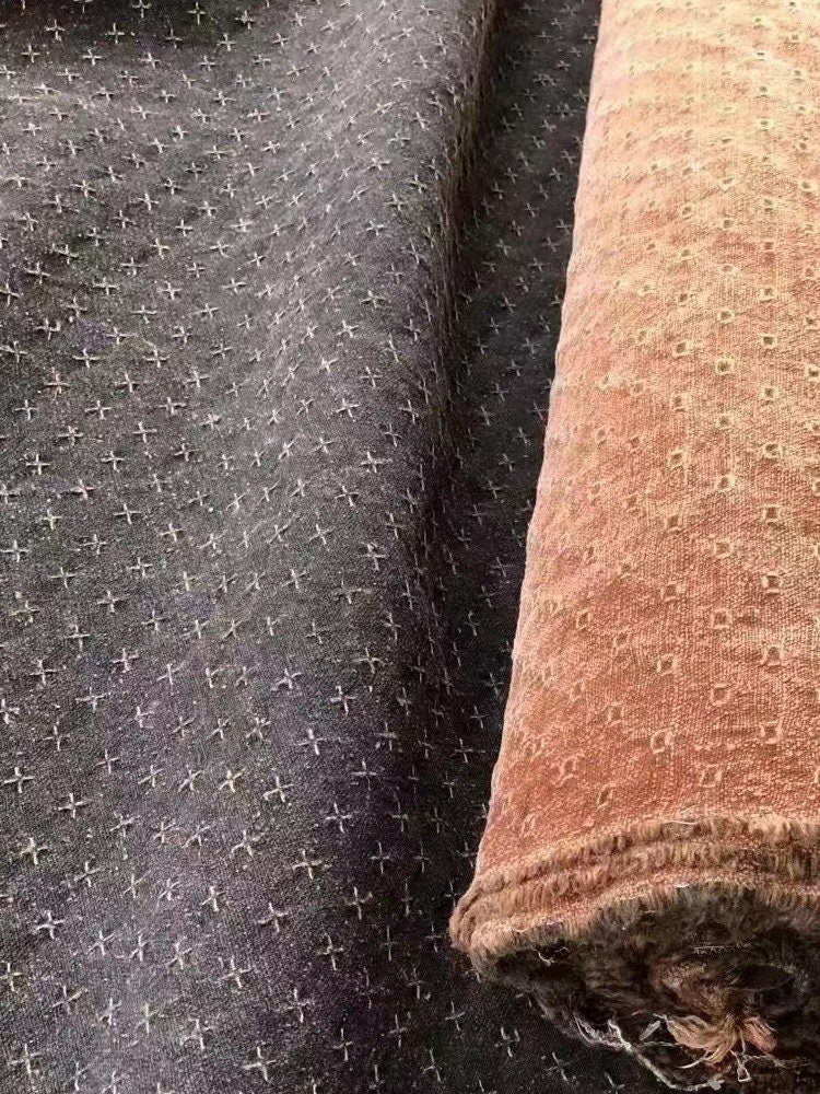 XIAOXINX - 100 Momme Jacquard Mud Silk Gambiered Ganton Tussah Silk Fabric - 110cm wide by the Yard
