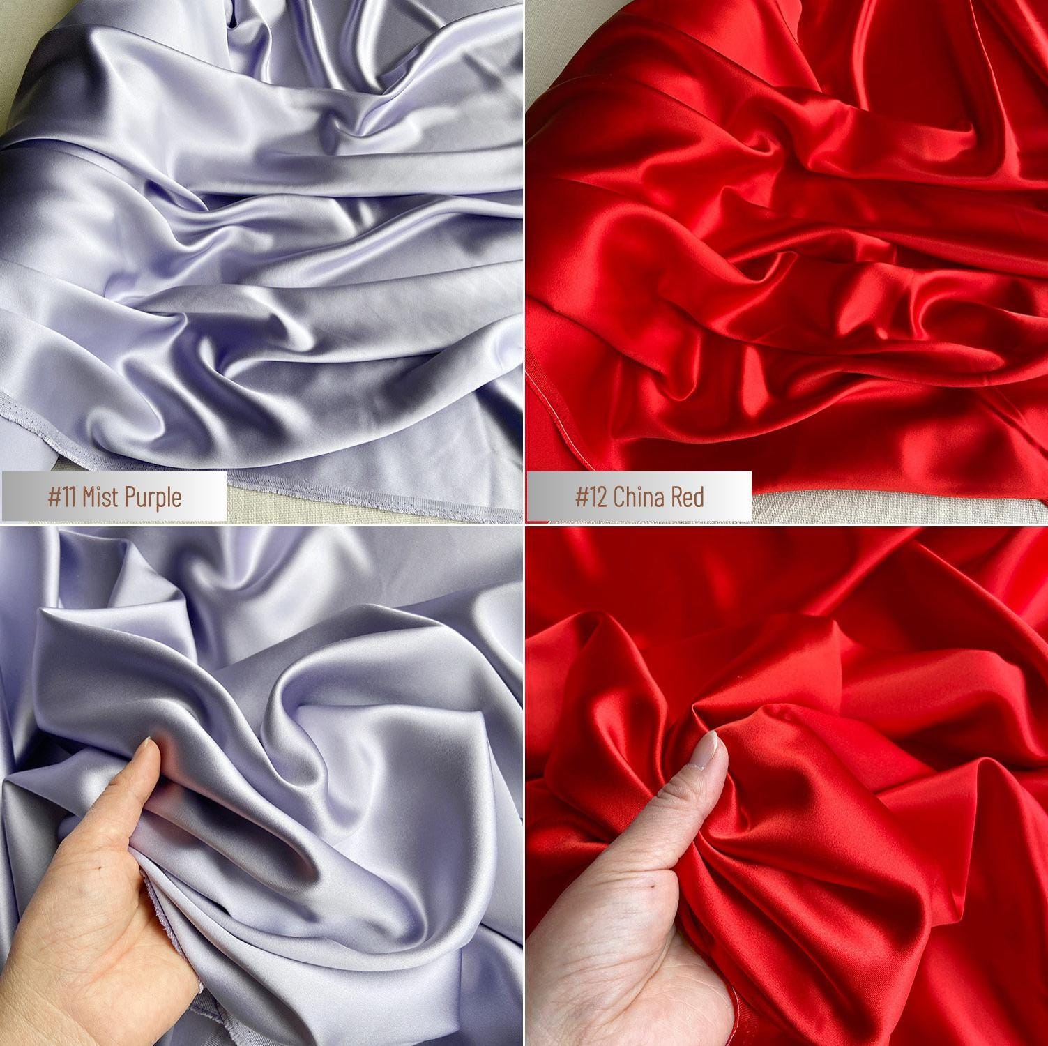 40 Momme Silk Charmeuse Fabric, 140cm Wide, 30 Colors, Luxury Mulberry Silk