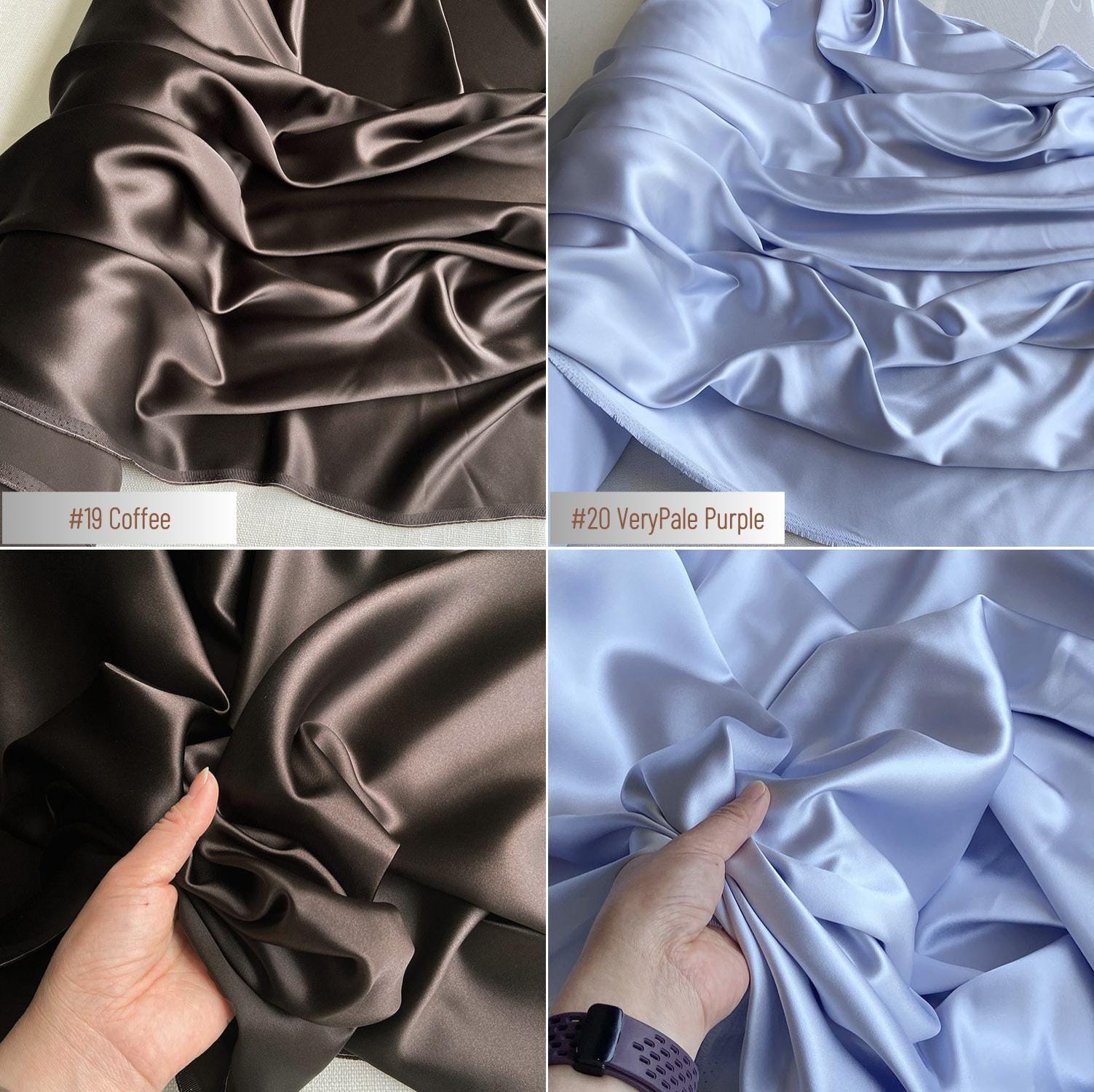40 Momme Silk Charmeuse Fabric, 140cm Wide, 30 Colors, Luxury Mulberry Silk