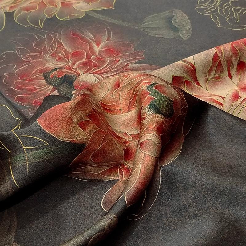 GUYHHP - Handmade 40 Momme Mud Silk Satin Fabric - 112cm By the Yard