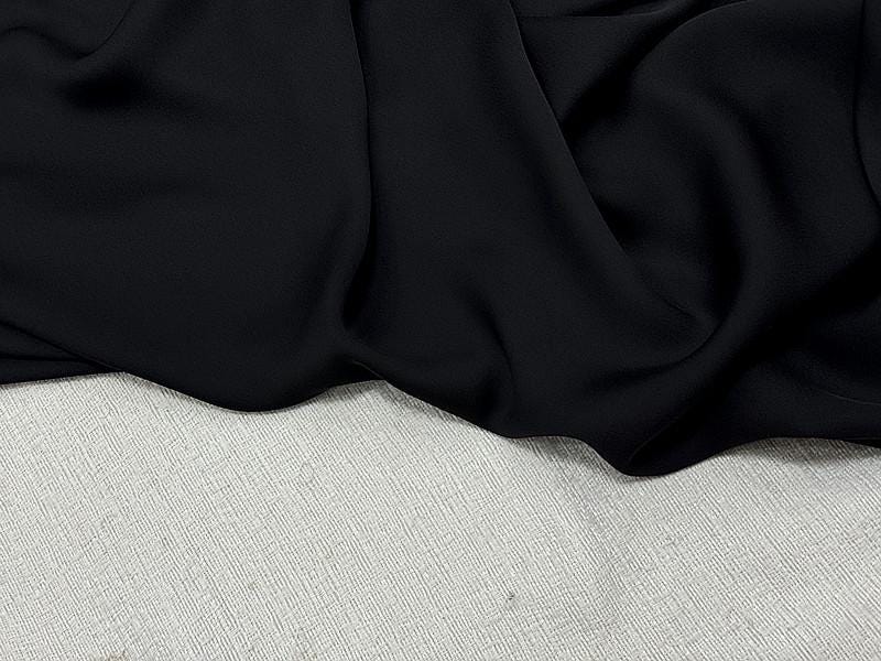 SQCUNH - 23 Momme Solid Color Black Double Joe Satin Silk Fabric - 137cm wide by the Yard