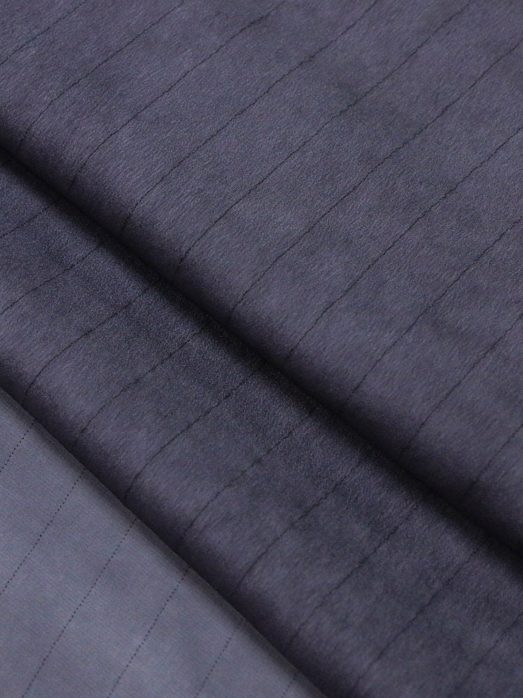 SUTWEN - Handmade Vintage Artistic Style Color-Woven Plain Crepe Satin with Vertical Stripes Silk Fabric - 130cm wide By the Yard