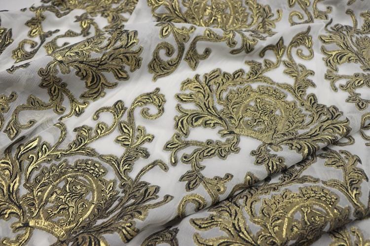 JFHBSZ - 22 Momme Golden Thread Weave Silk Georgette Fabric - 140cm wide by the Yard