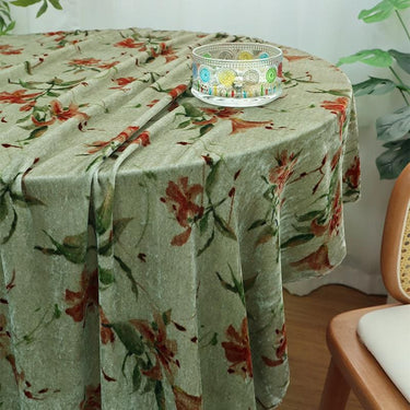 ZSRJZT - 55 Momme Light Green Background with Oleander Flower PatternPrinted Mulberry Silk Velvet Fabric -  140cm wide by the Yard