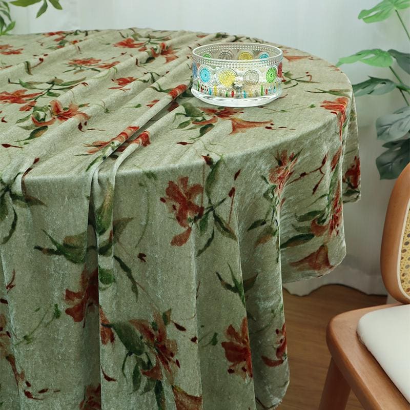 ZSRJZT - 55 Momme Light Green Background with Oleander Flower PatternPrinted Mulberry Silk Velvet Fabric -  140cm wide by the Yard