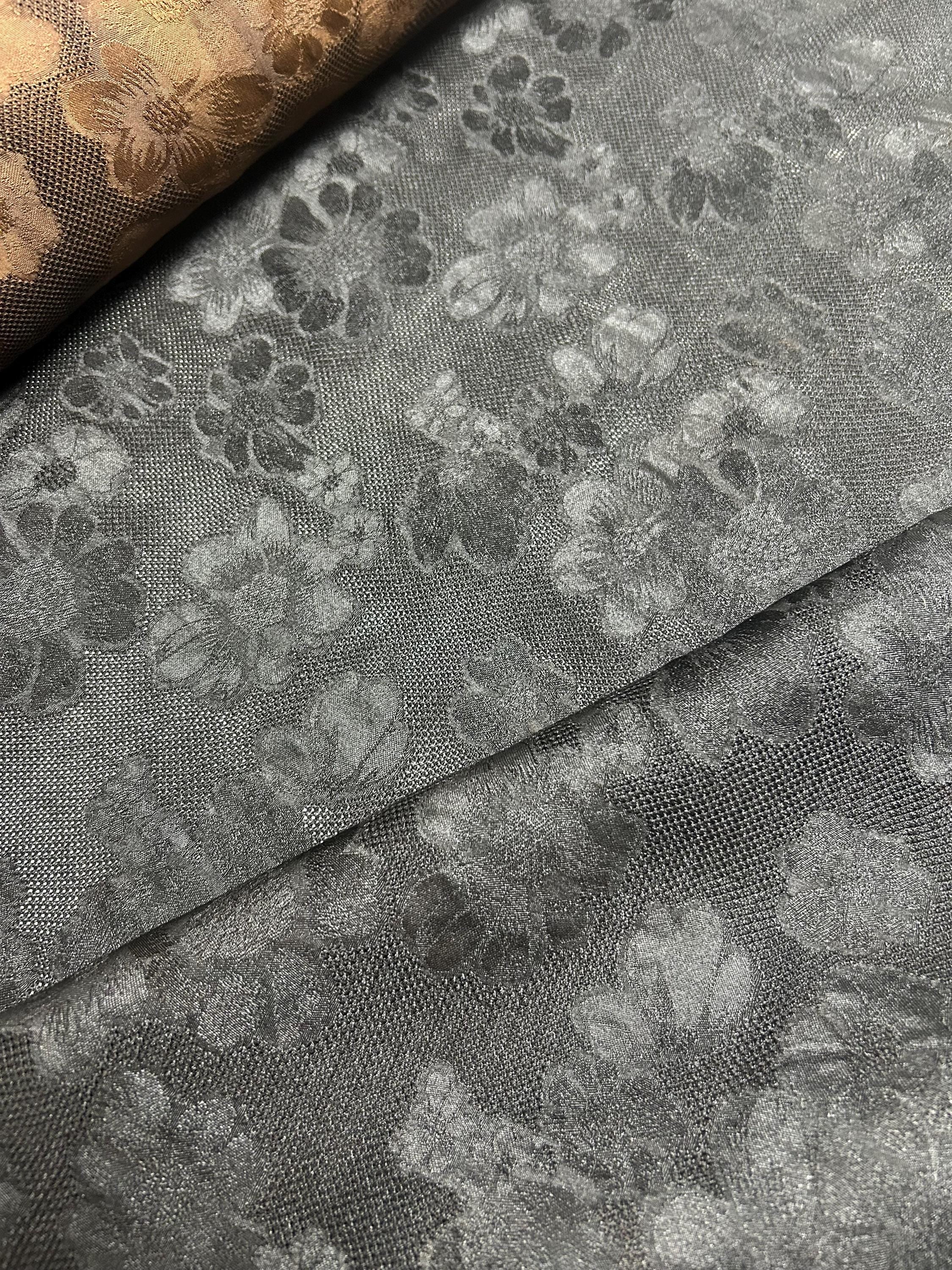 LJJLENO - 36 Momme Heritage Handmade Jacquard Black & Brown HUALUO Mud Silk Fabric - 90cm wide by the Yard