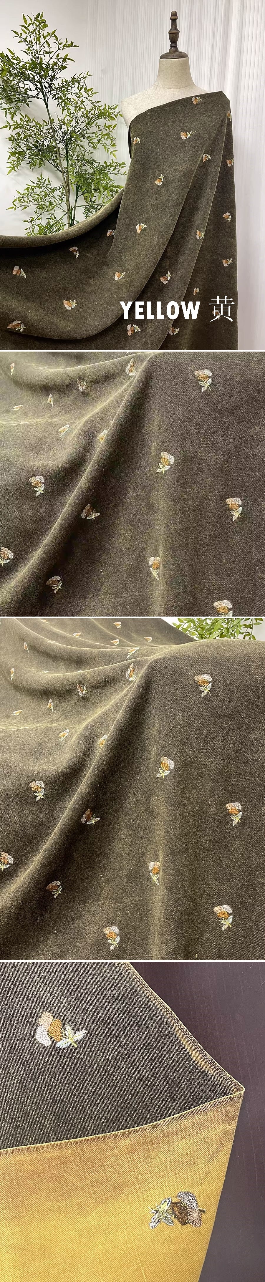 XYZCCX001 - Embroidered Tussah Mud Silk, Floral 60 Momme 110cm wide by the Yard