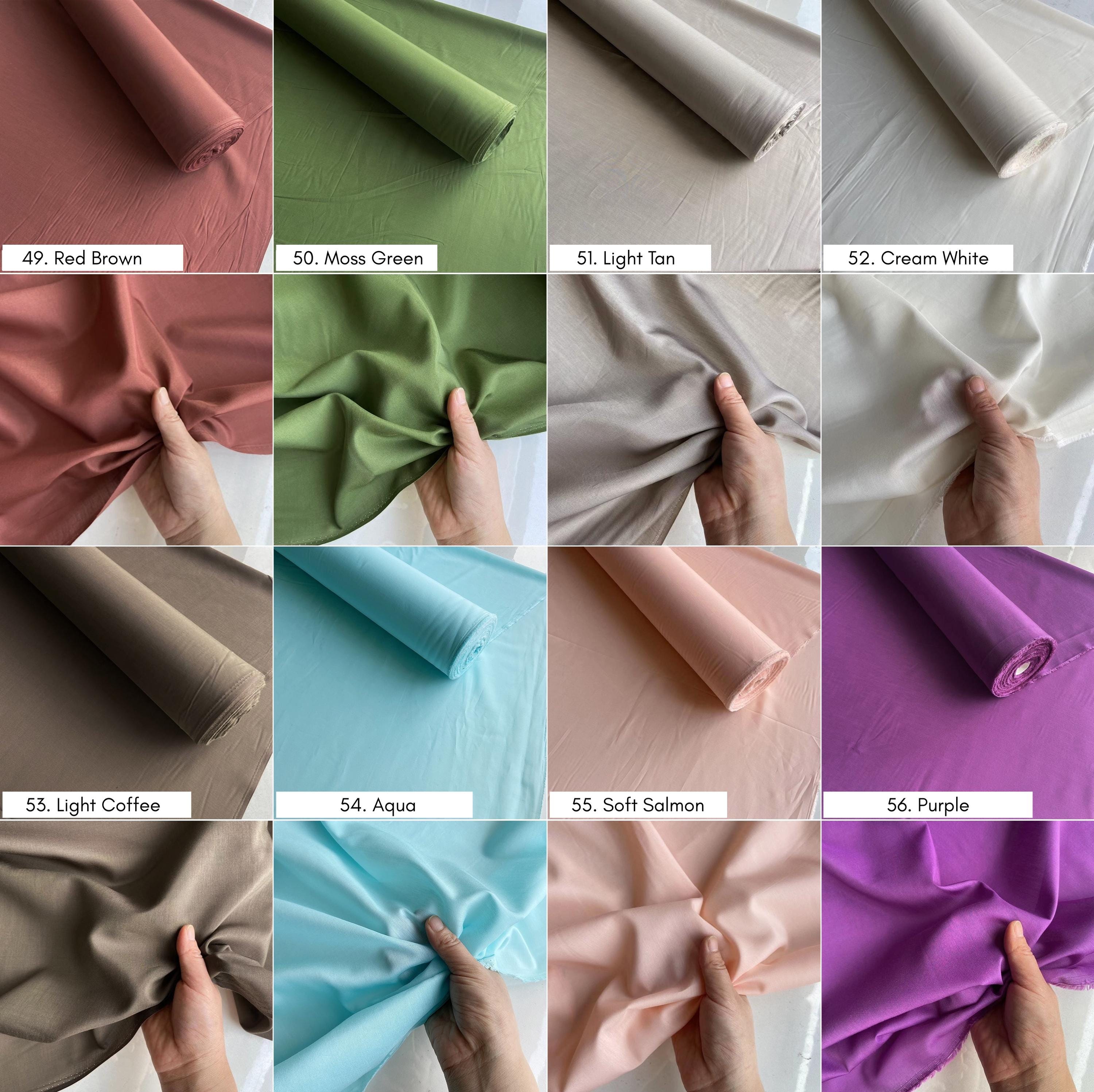 Silk Cotton fabric, 12 momme 140cm wide by the Yard, 60 solid colors