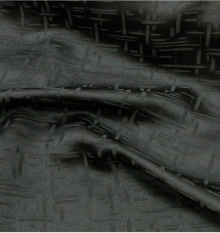 SABCUW - Handmade 19 Momme Pure Black Sangbo Satin Mulberry Silk Xiangyunsha Fabric - 110cm wide by the Yard