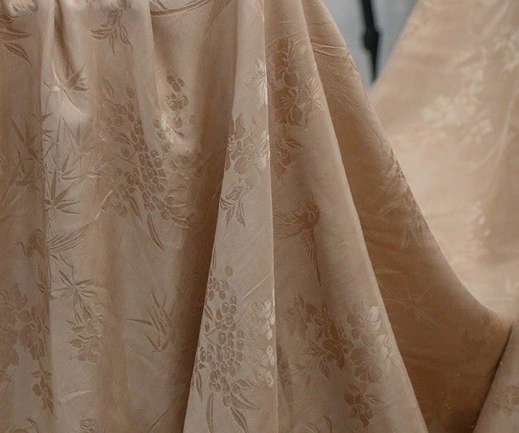 RUINI - Handmade Jacquard Plant Dye Silk Fabric - 130cm wide by the Yard