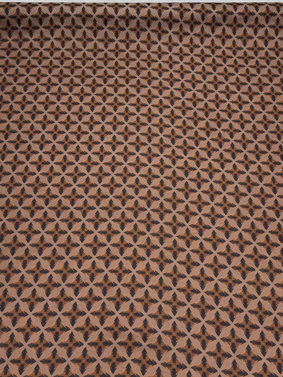 a repeating pattern of brown and black geometric shapes, creating a visually striking and intricate design.
