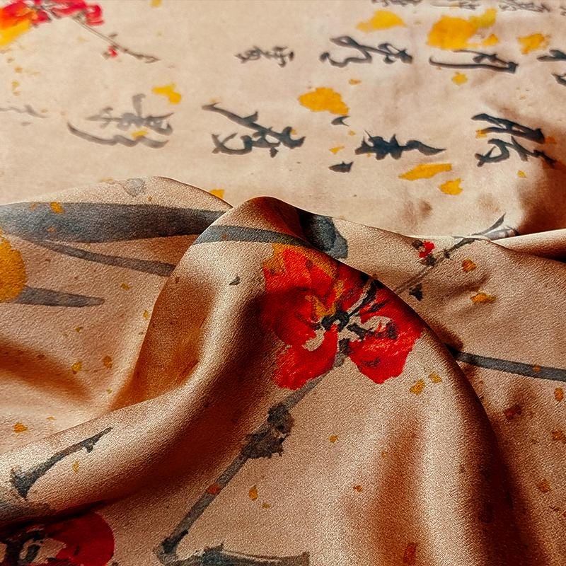 GUYAOM - Handmade 40 Momme Mud Silk Satin Fabric - 112cm By the Yard