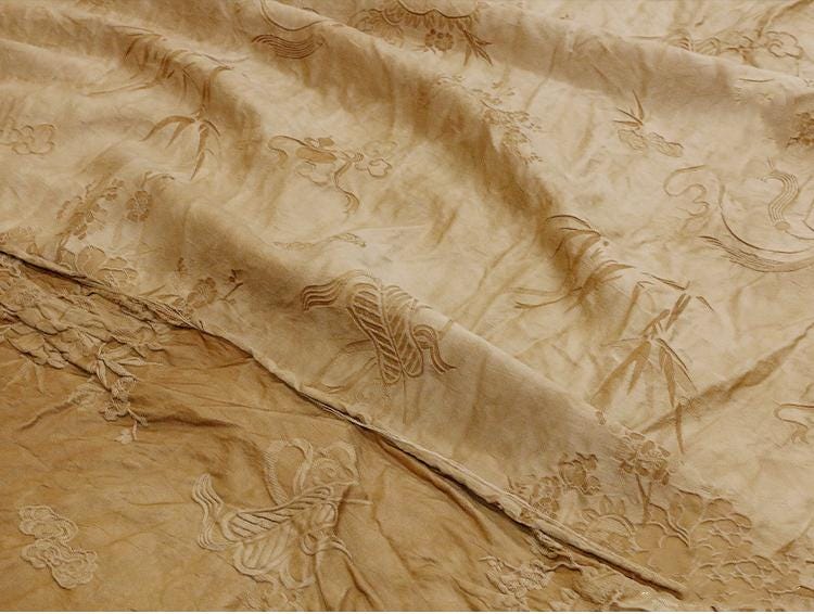 BABTUN - 33 Momme Vintage Plant Jacquard Silk-Wool Blend Fabric  - 135cm wide by the Yard