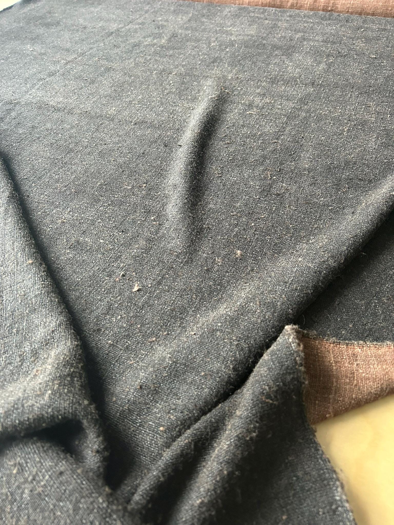 KCYEZUOSI - 78 Momme 100% Tussah Slub Mud Silk Fabric, Black and Brown,108cm wide by the Yard