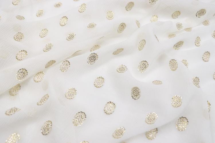 JFHBDX - 13 Momme Golden Thread Weave Silk Georgette Fabric - 114cm wide by the Yard