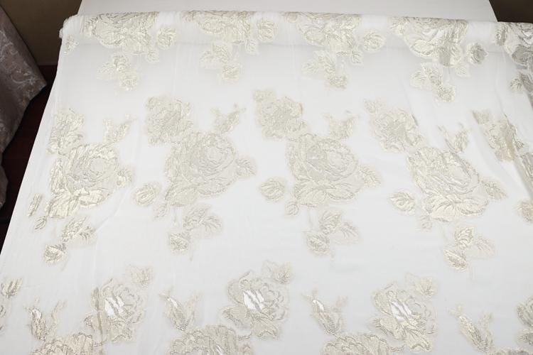 JFHBDD - 14 Momme Golden Thread Weave Silk Georgette Fabric - 140cm wide by the Yard