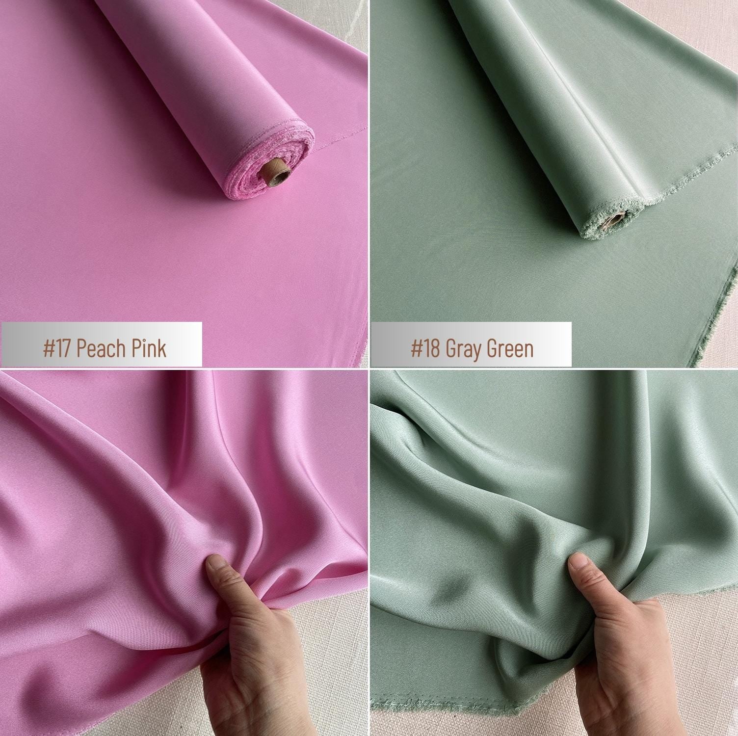 Heavy 40 Momme Silk Crepe de Chine Fabric – 114cm Wide, 24 Colors, Luxury Drape