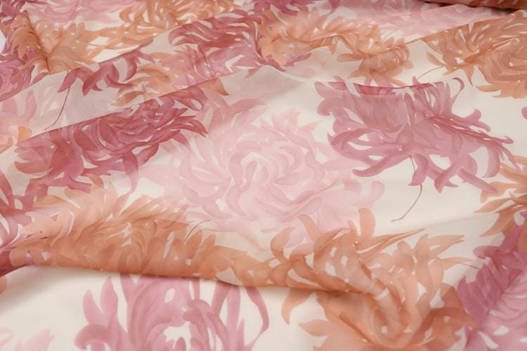 JFHHUD - 8 Momme Floral Print Silk Georgette Fabric - 140cm wide by the Yard