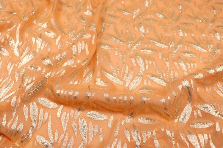 JFHCSD - 12 Momme Golden Thread Weave Silk Georgette Fabric - 135cm wide by the Yard