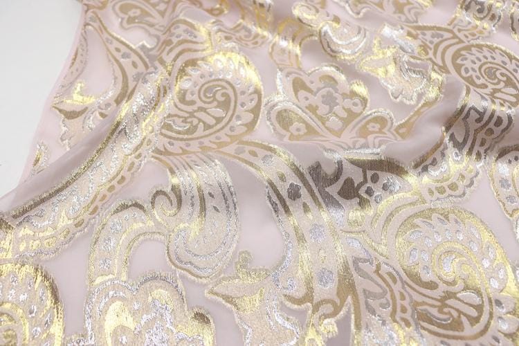 JFHFDJ - 15 Momme Golden Thread Weave Silk Georgette Fabric - 140cm wide by the Yard