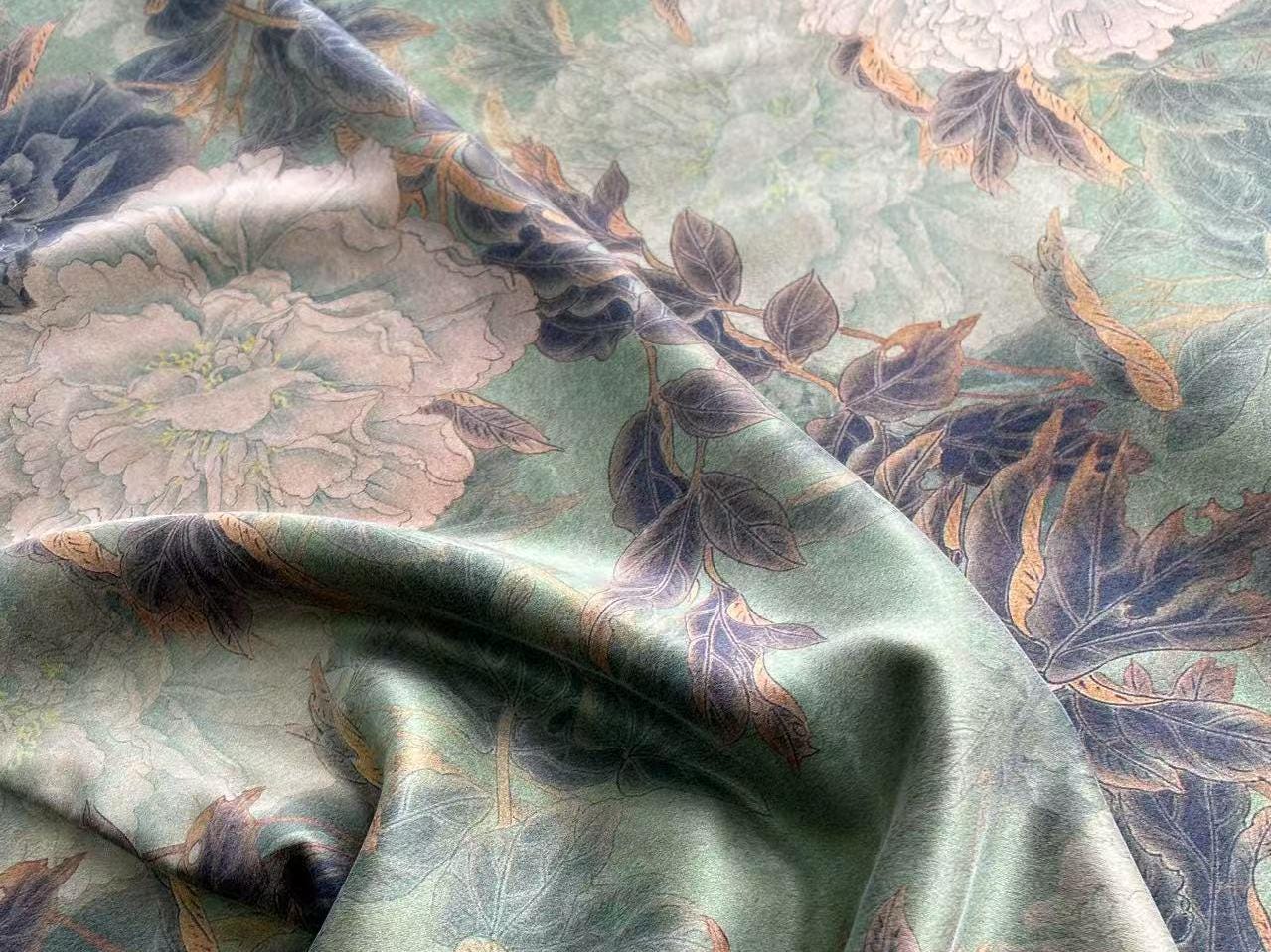 LDAMDN - Stone-washed Handmade 55 Momme PIZI Mud Silk Satin Fabric - 115cm by the Yard