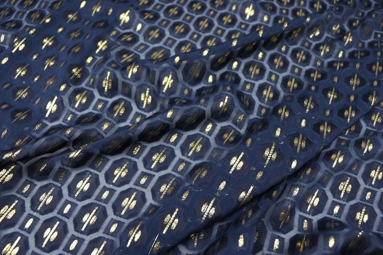 JFHZDH - 16 Momme Golden Thread Weave Silk Georgette Fabric - 114cm wide by the Yard
