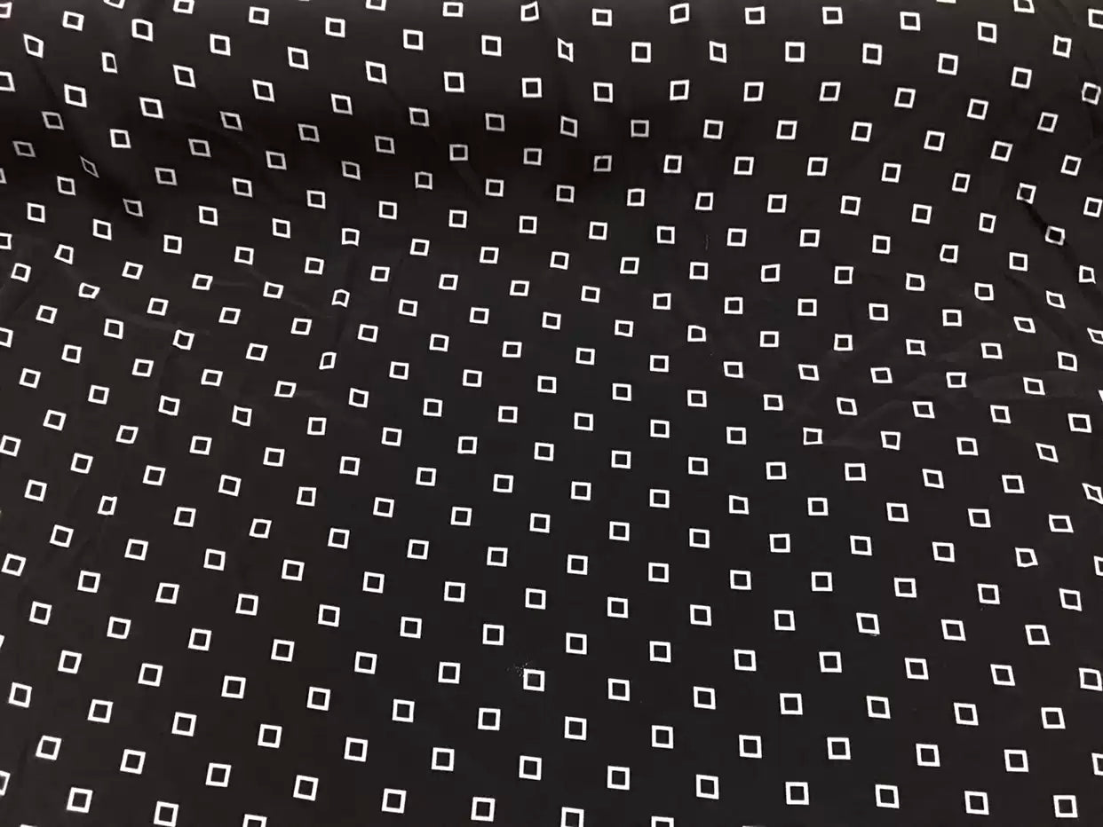 ELSMAQ - 19 Momme Elegant Small Square Pattern Digital Print Stretch Silk Satin Fabric - 140cm wide by the Yard
