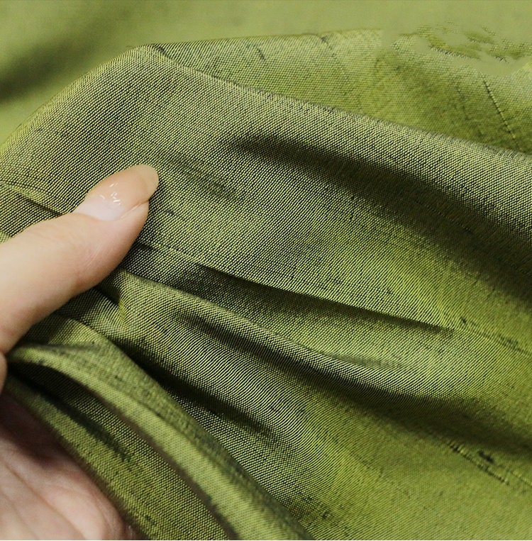 JILIL -  Handmade Gambiered Ganton Tussah Mud Silk Fabric - 120cm wide by the Yard