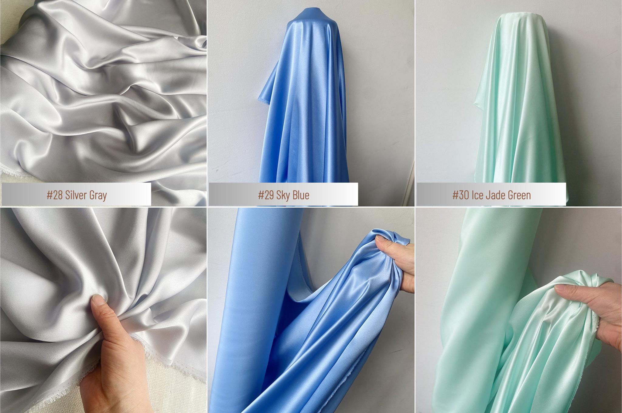 100% Silk Charmeuse, 22 Momme solid 50 colors, 140cm wide by the yard