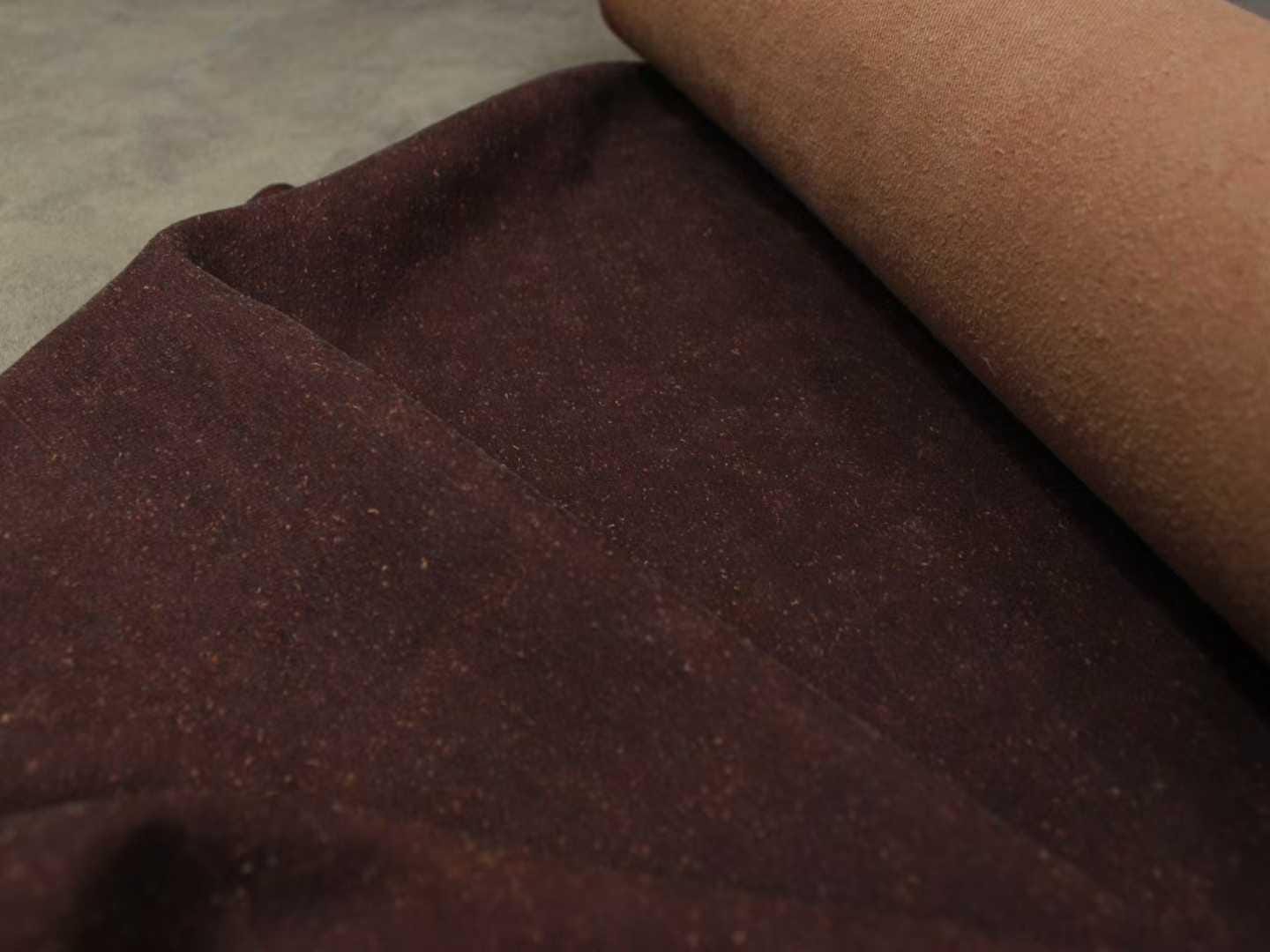 OSHYSZSX - Hong Yunsha tussah silk fabric, nature plant dyed 70 momme slubby twill, red brown 95cm wide by the yard