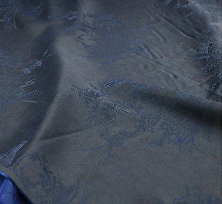ZODWUL - 28 Momme Handmade Jacquard Mud Silk Satin Fabric - 130cm by the Yard