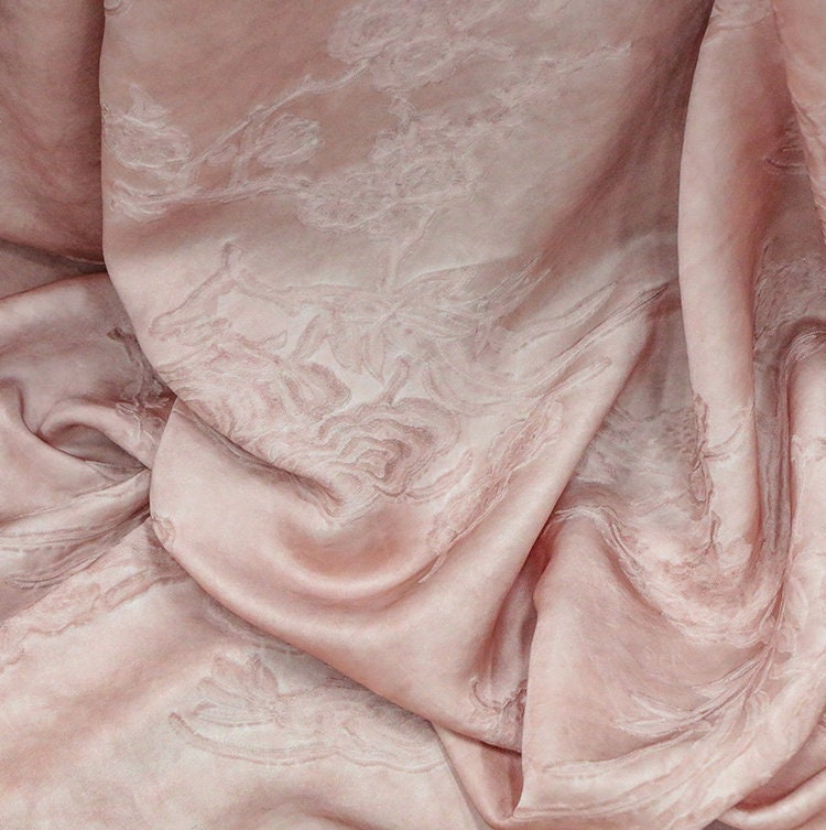PUZHUO -  Handmade Jacquard Plant Dye Silk Fabric Silk Viscose Blend - 133cm wide by the Yard