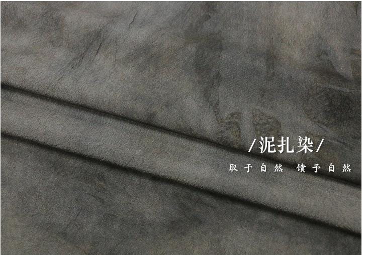 ZUSZAR - 16 Momme Eco Friendly Plant Dye Jacquard Tussah Silk Old Material Retro Color Fabric  - 93cm wide by the Yard