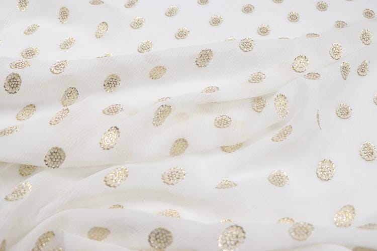 JFHBDX - 13 Momme Golden Thread Weave Silk Georgette Fabric - 114cm wide by the Yard