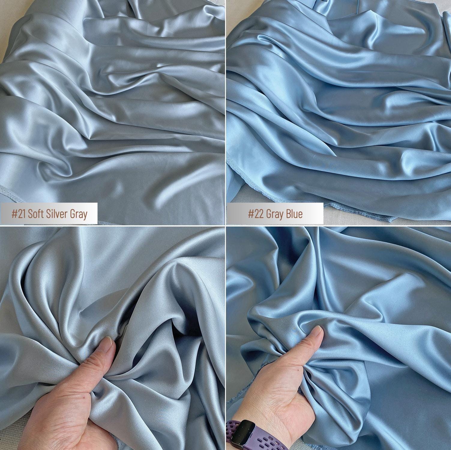 40 Momme Silk Charmeuse Fabric, 140cm Wide, 30 Colors, Luxury Mulberry Silk