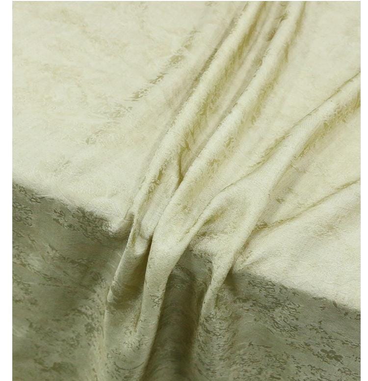 ZRZSTI - 19 Momme Vintage Style Dirty Dyed Tussah Silk Jacquard Satin Silk Fabric - 130cm wide by the Yard