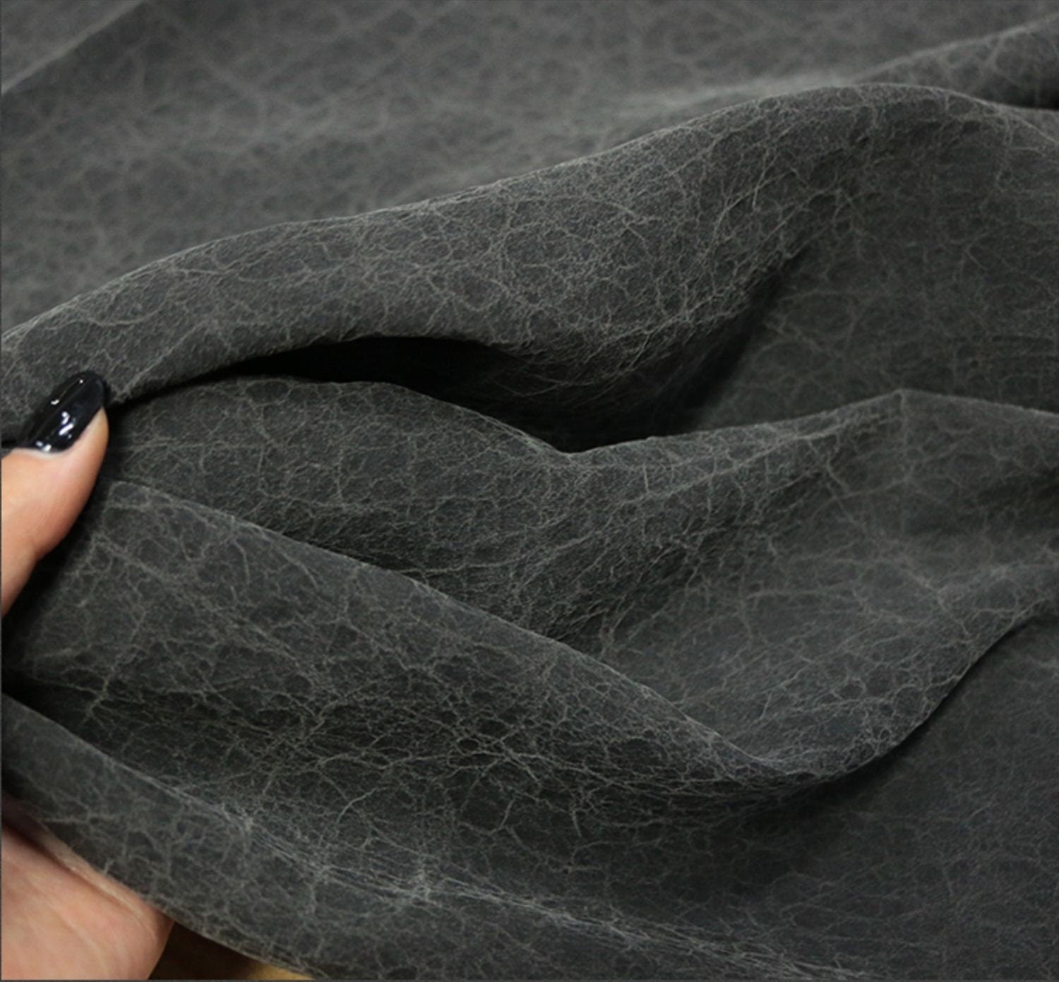 DGGUI - Dark Grey Cracks 25 Momme Handmade Plant Dye Mud Silk Fabric, 110cm by the Yard